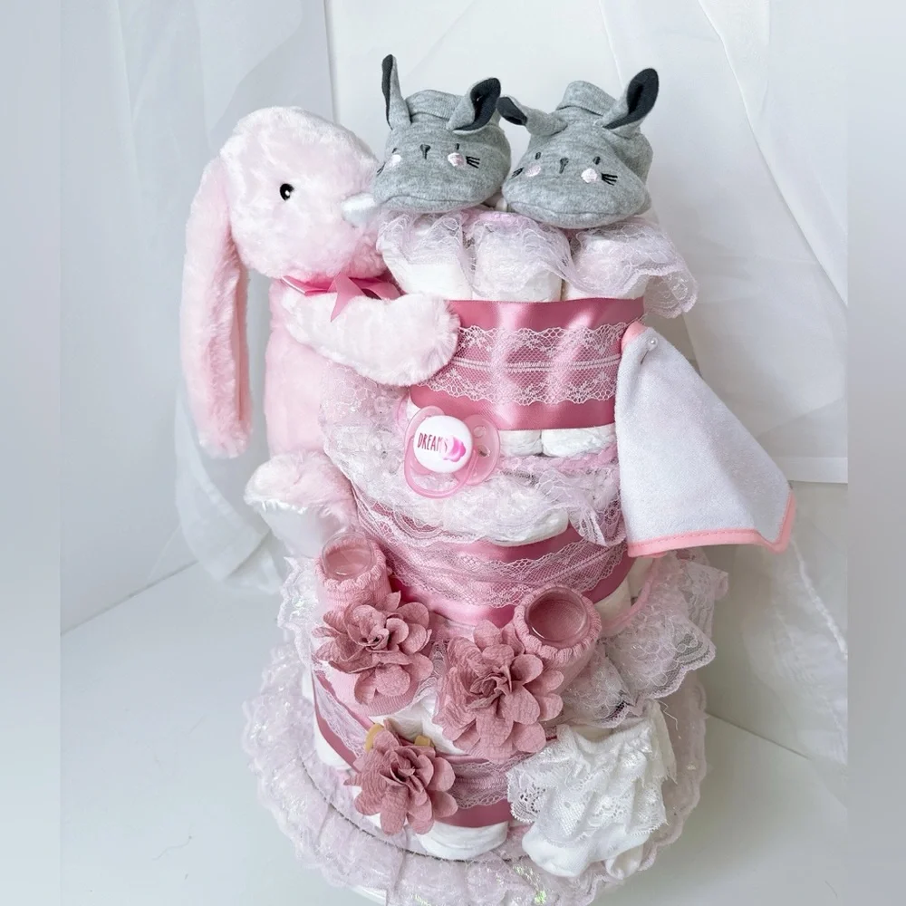Bunny Diaper Cake, Easter Baby Shower Gift